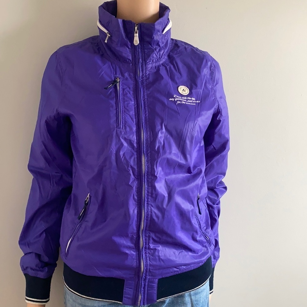 Gaastra jacket sailing raincoat sz small zip front hoodie women's